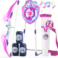 Bow and Arrow for Kids, LED Light Up Archery Set with Unicorn Target | with 12 Suction Cup Arrows, 1 Standing Glow