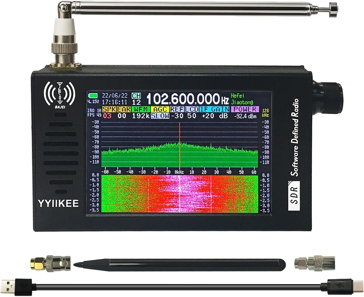 Portable SDR DSP Radio Receiver – 4.3” Touchscreen, 100KHz-149MHz, Full Band Shortwave, FM MW SSB CW HAM, 192kHz