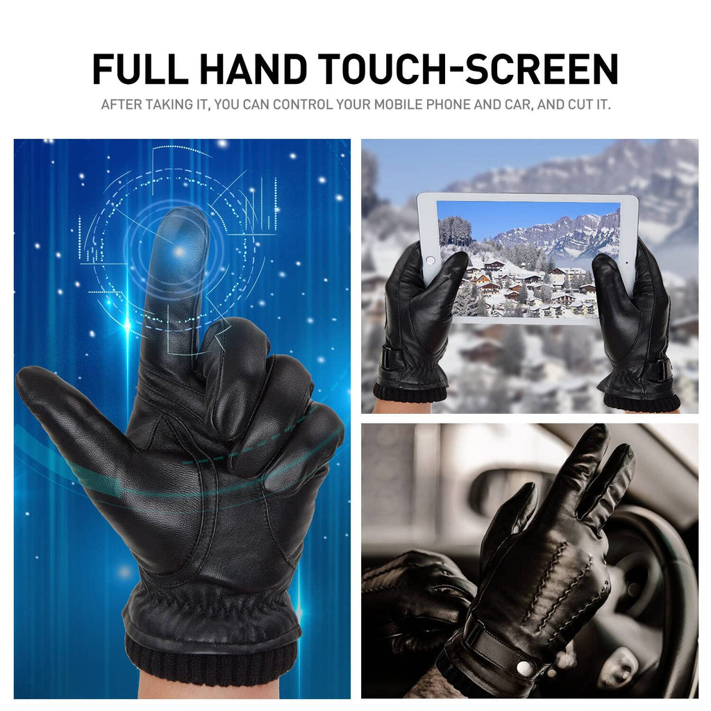 Winter Leather Gloves for Men Sheepskin Men Driving Gloves