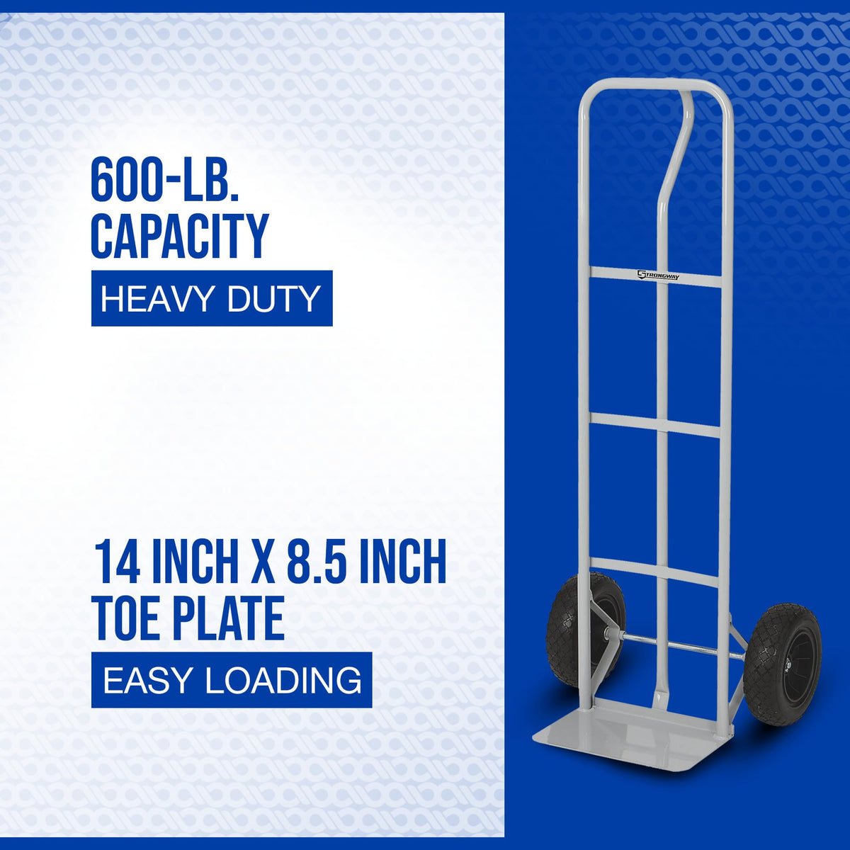 Steel Hand Truck, 600-Lb. Capacity, 2-Wheel High-Back Frame