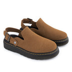 Women's Slip On Suede Clogs with Back Strap Chestnut 5.5