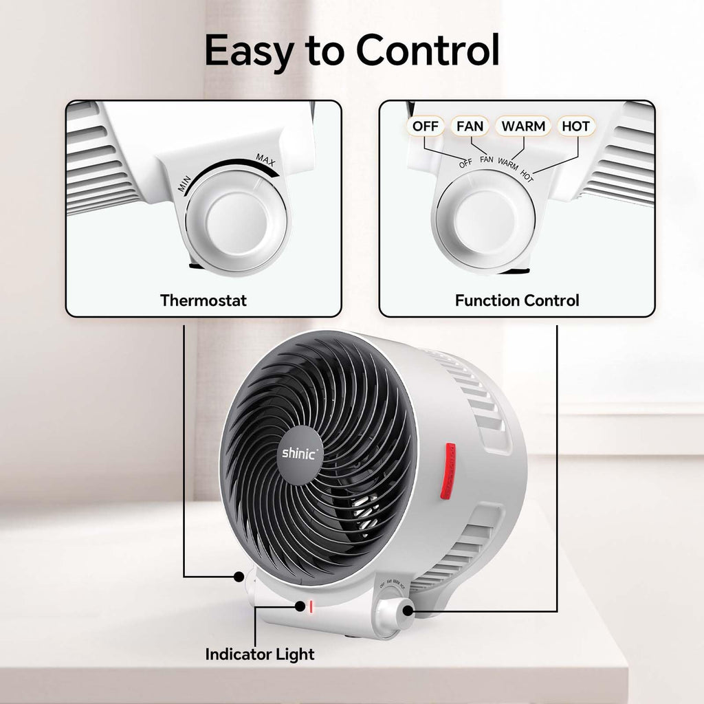 2-in-1 Heater and Fan Combo, 1500W Portable Space Heater, White