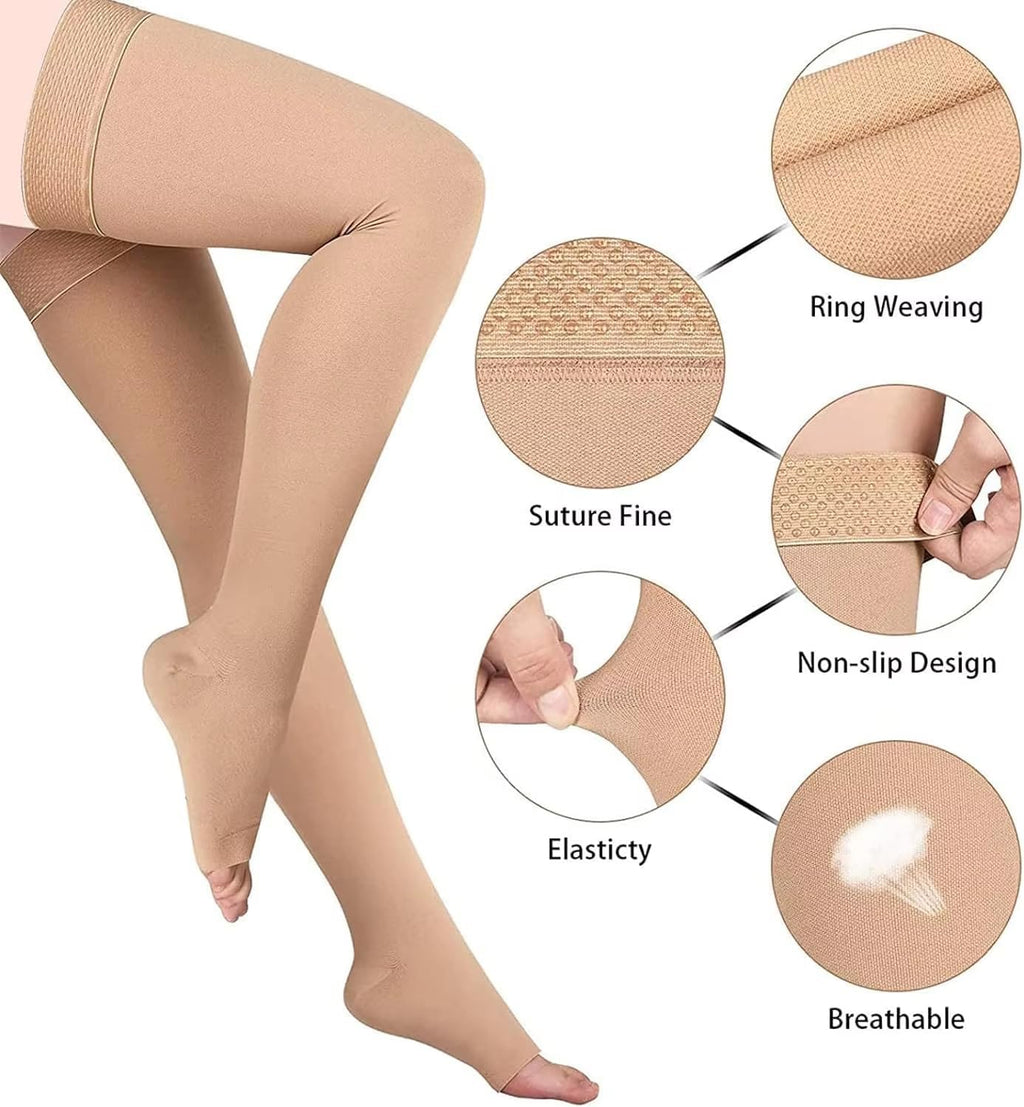 Medical Compression Socks for Women & Men 23-32 mmHg, Knee High Open Toe Support Hose for Standing All Day, Nurses