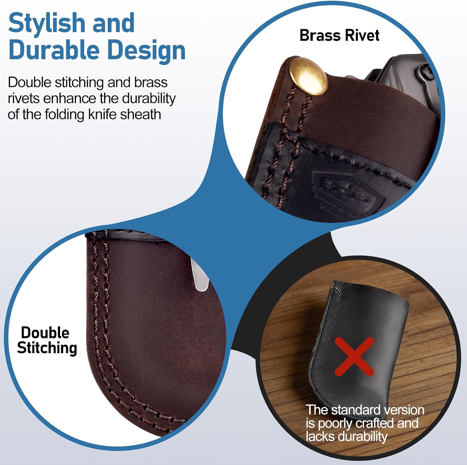 Leather Knife Sheath Belt Series - Durable, Well Made, Nice Leather, Easy and Quick Access to the Knife, Suitable for