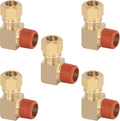 5PCS DOT Brass Compression 3/8" Tube x 3/8" NPT 90 Degree Elbow