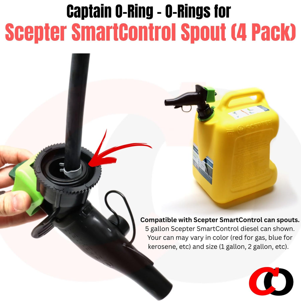 Captain O-Ring – Replacement O-Rings for Scepter SmartControl Gas Can Spout (4 Pack)