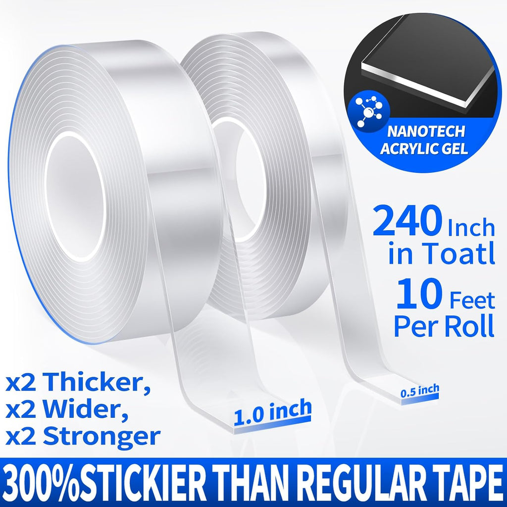Double Sided Tape Heavy Duty, Removable Nano Tape, 20FT, 2 Rolls