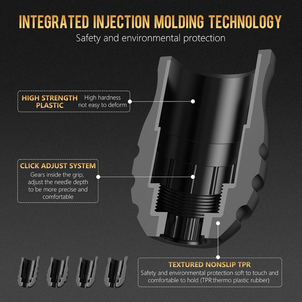Mars-U E1 Disposable Tattoo Grips,12Pcs 42MM Professional Tattoo Rubber Grip Cover with Click Adjust System Supply