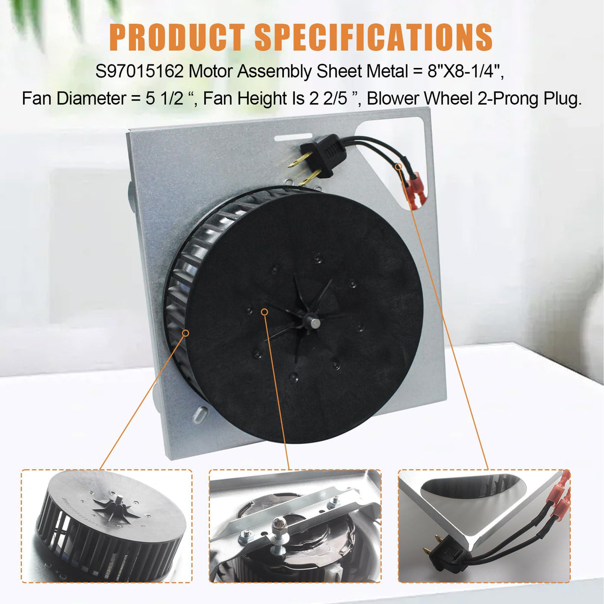 Upgrade 80 CFM 678-G 679-E Bath Fans Motor Replacement 8" x 8-1/4"