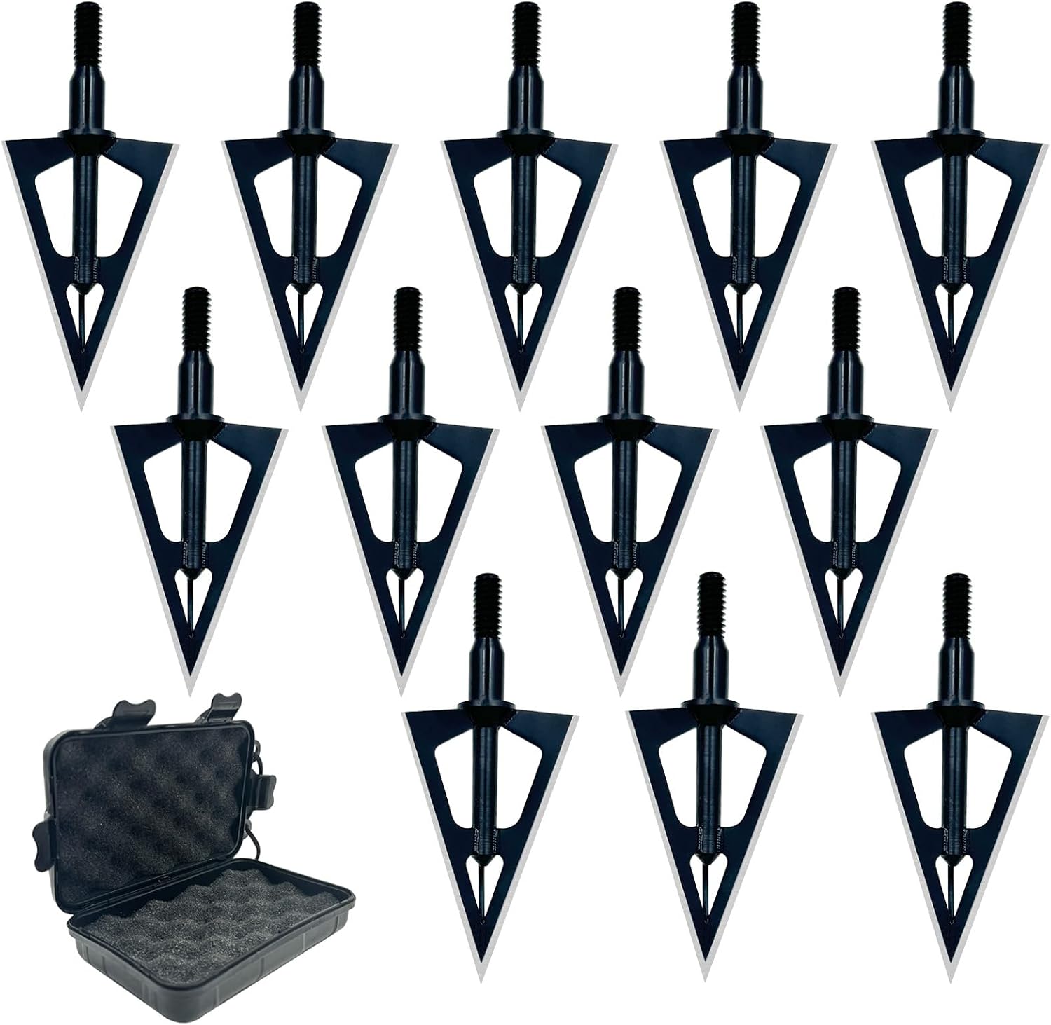 Hunting Broadheads 12PK 100 Grain 3 Blades Screw-in Arrow Tips, Compatible with Compound Bow, Recurve Bow & Crossbow