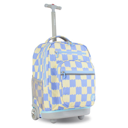 J World Sundance Laptop Rolling Backpack for Girls Boys. Roller Bookbag with Wheels, 20 Inch, Wiggle Blue