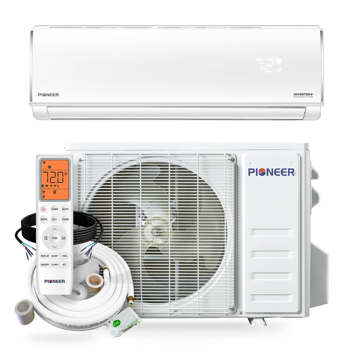 Diamante Pro Mini Split Air Conditioner, Heat Pump, 18000 BTU, 230V