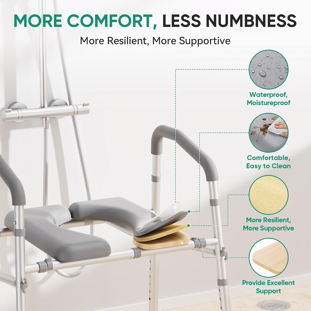 Raised Toilet Seat with Handles, 500 lb Anti-Wobble Frame, Easy to Install Toilet Seat Risers for Senior, Pregnant