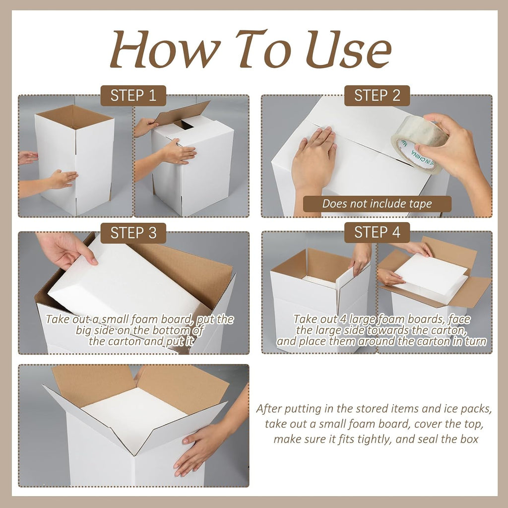 4 Pack Reusable Insulated Shipping Cooler Box, 11" x 9" x 9"