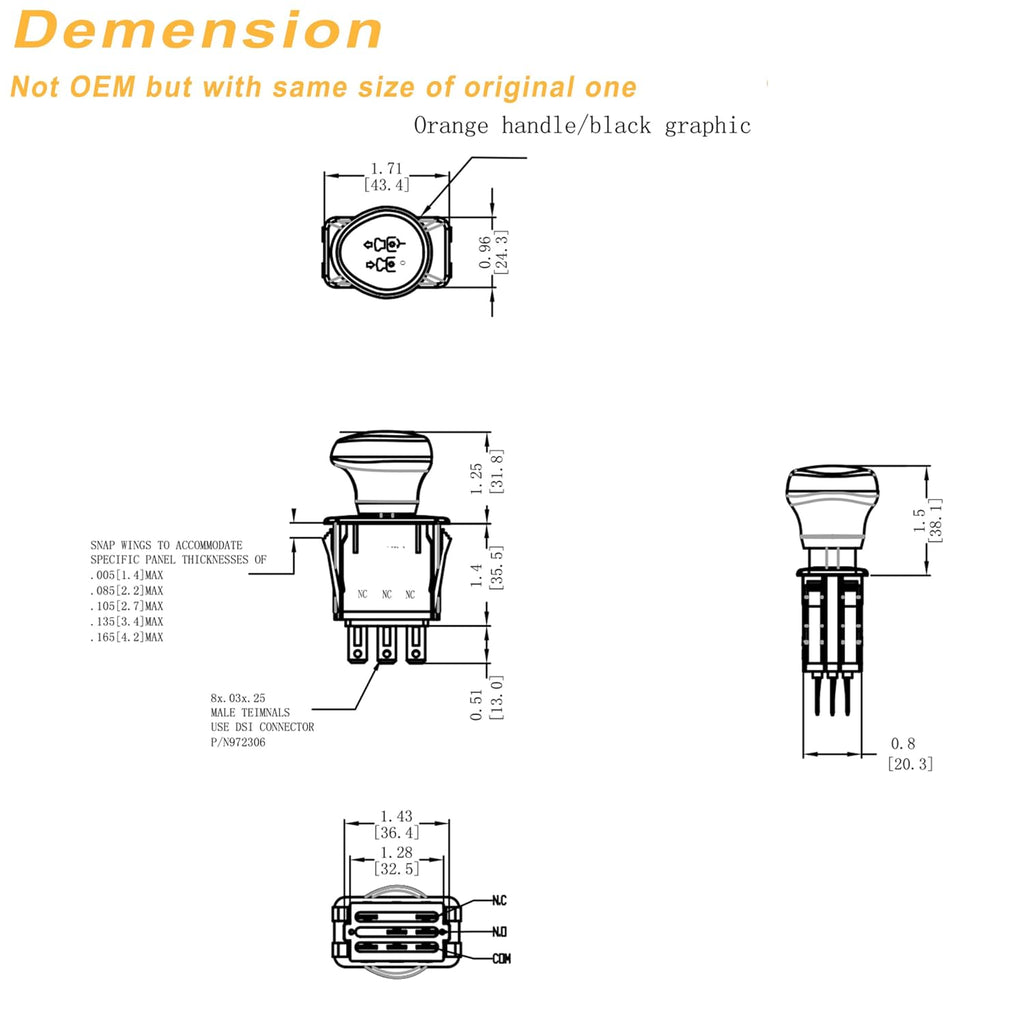 PTO Switch 7 Terminals 725-3233 Compatible with Cub Cadet MTD RTZ XT2 ZT1 ZTR Zero Blade Clutch Fits 1515, 1517