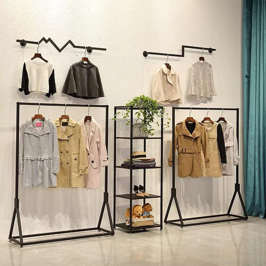 Modern Simple Heavy Duty Metal Rolling Garment Rack with Wheels,Retail Display Clothing Rack, Single Rod