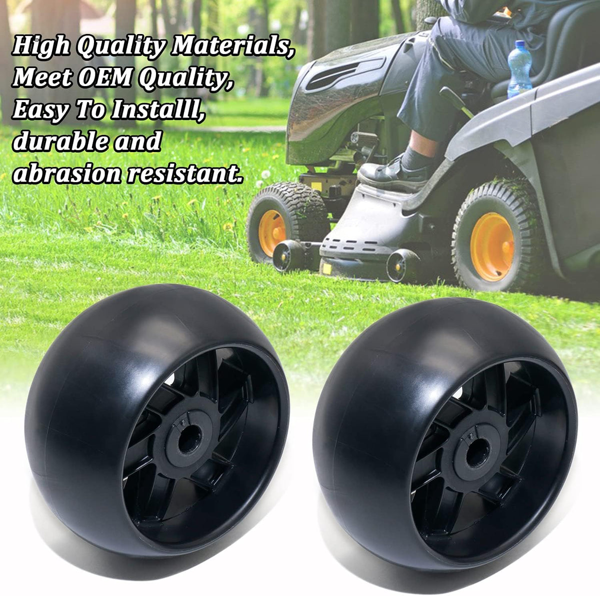 CheeMuii 2Pack 532174873 Mower Deck Wheels with 525509501 Deck Brackets Kit