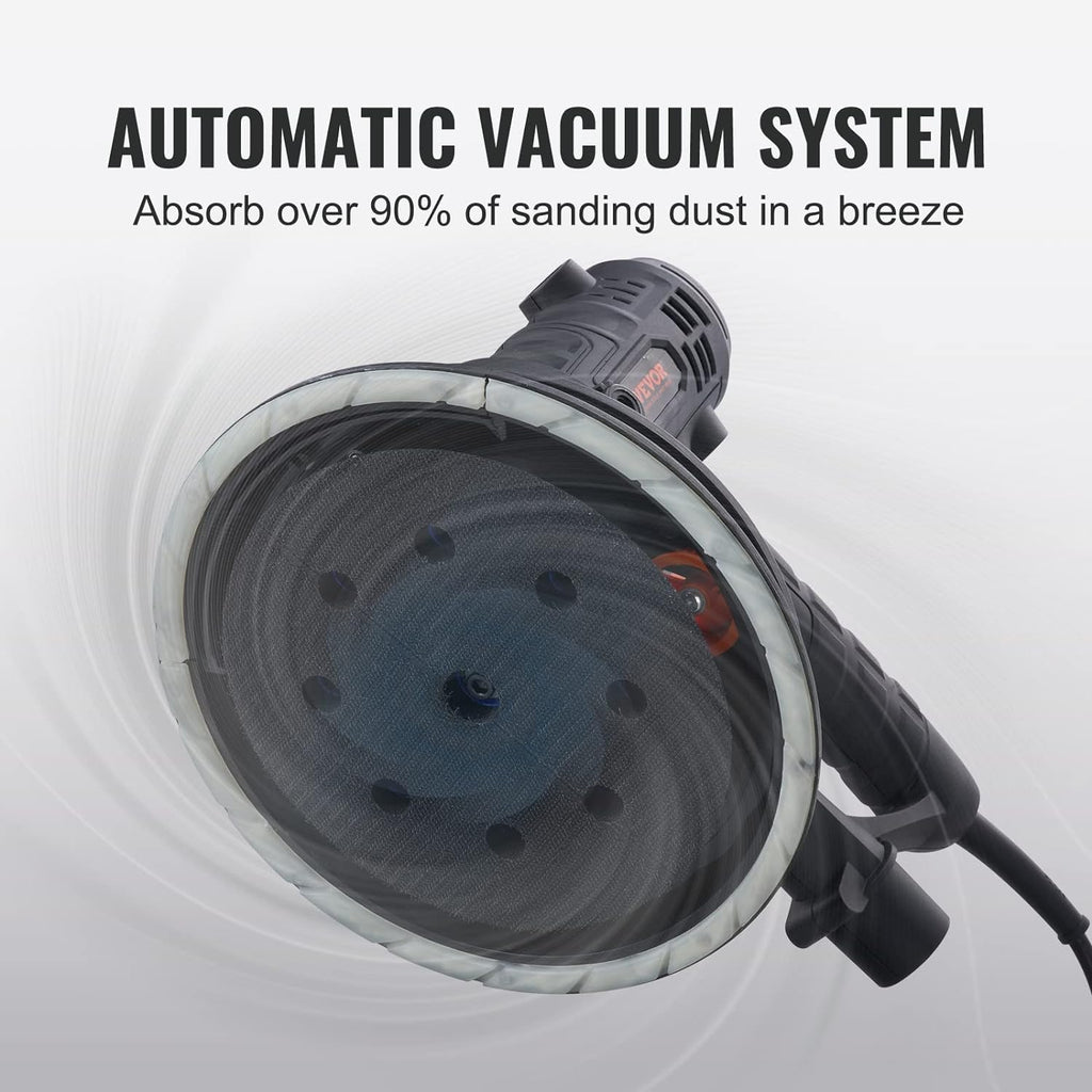 Drywall Sander, 800W Electric Sander with 12 Sanding Discs, Variable Speed 1200-2300 RPM Wall Sander with Automatic