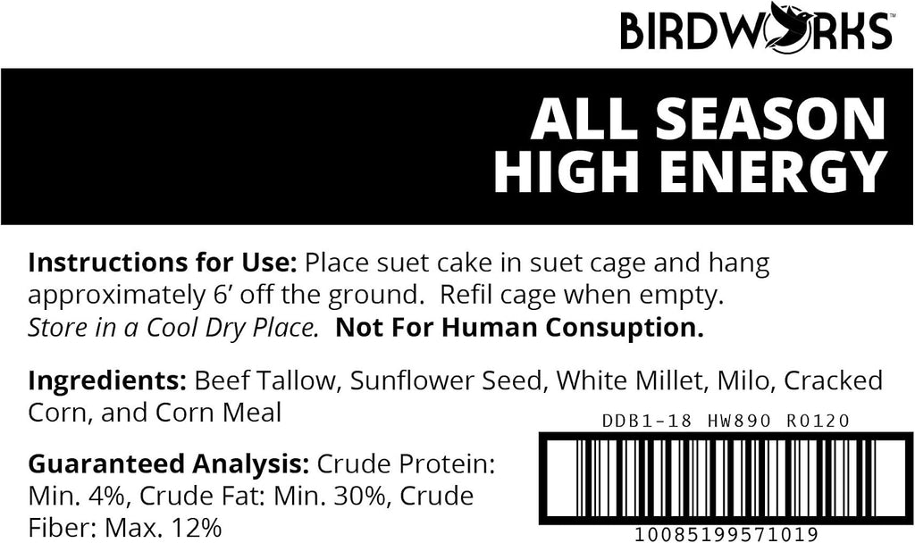 DDB1-18 All Season High Energy Suet Cake, Case of 18.