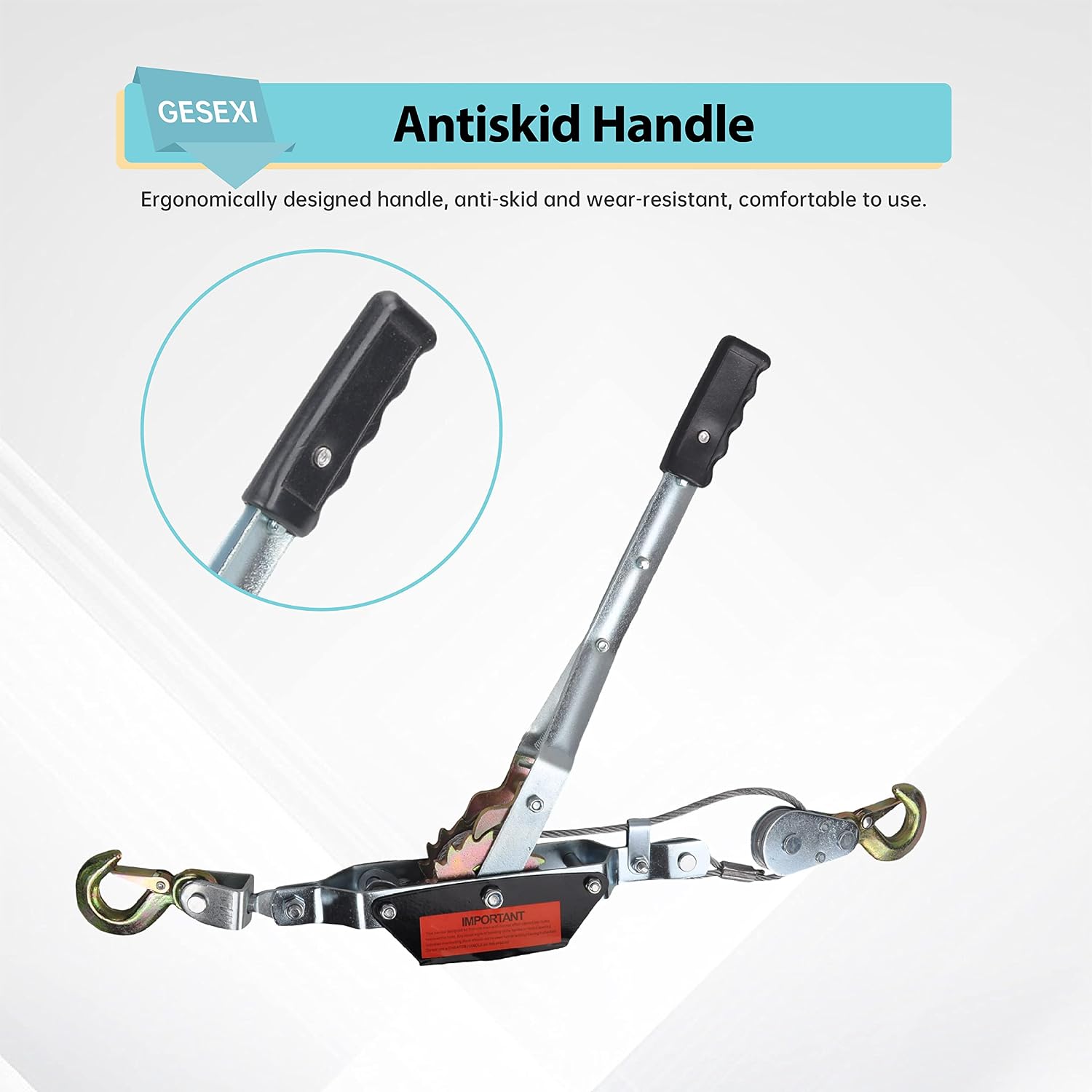 2 Ton Dual Gear Power Puller, Come Along Pulling Tool with 2 Hooks | Automotive Hoist Hand Winch Cable Puller
