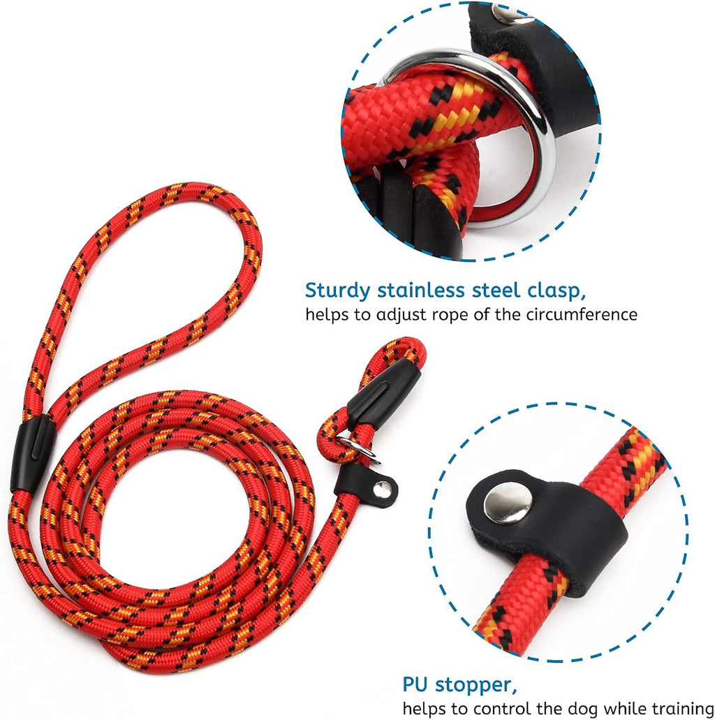 2PCS Durable Dog Slip Rope Leash, 5 FT Dog Training Leash