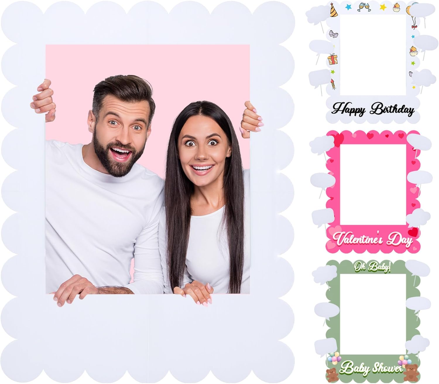 32 x 24 inch Extra Large Blank Photo Booth Props Frame for Selfie Birthday DIY Frame with Writable Speech Bubble