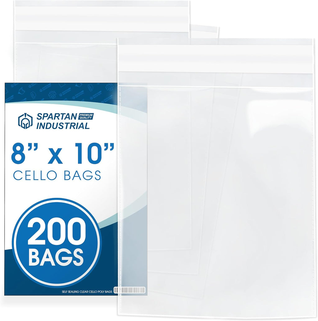 8" X 10" Self-Sealing Cellophane Bags (200 Count) Clear
