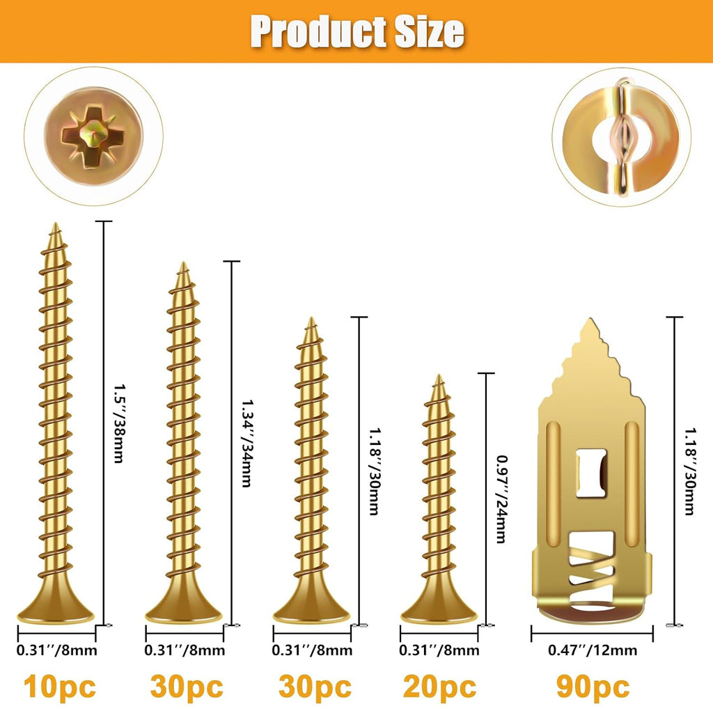 180Pcs Self Drilling Drywall Anchors with Screws Kit, Fixion Tools Metal & Heavy Duty Grip Anchors for Wall