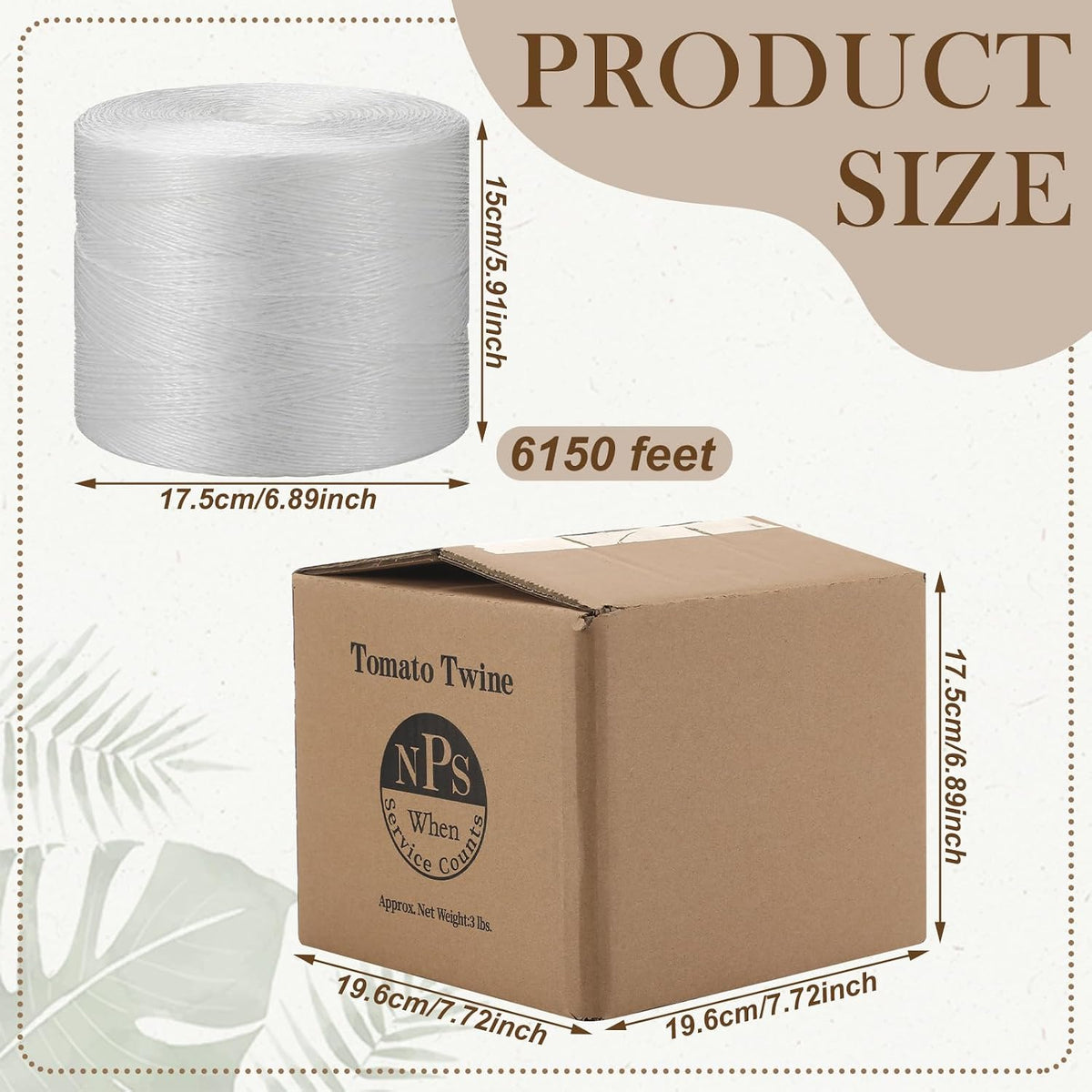 6150ft Tomato Garden Twine, White Polypropylene with Storage, Box