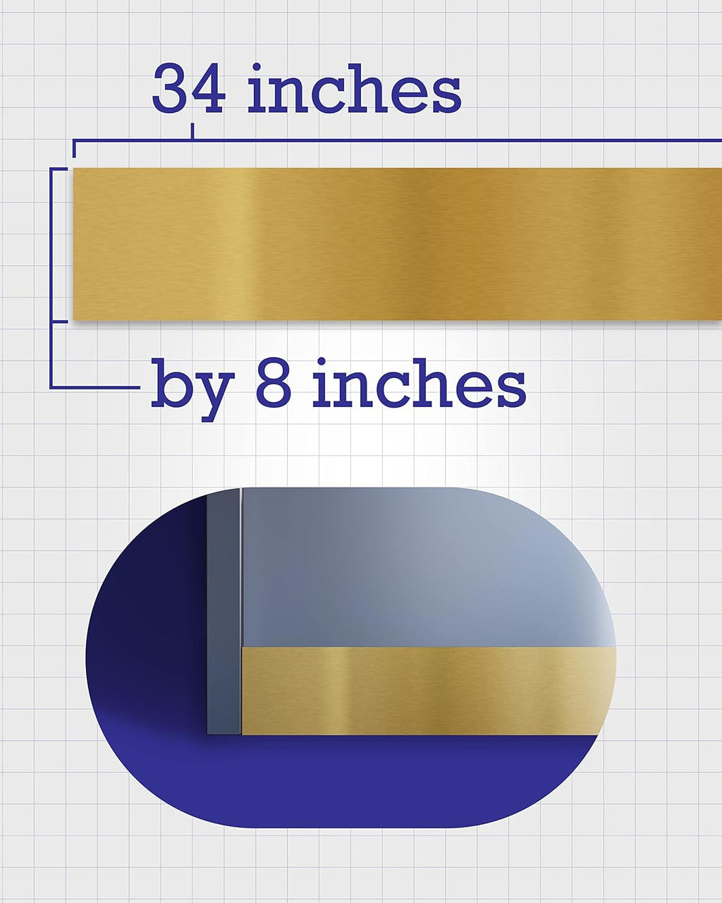 Magnetic Kick Plate, Aluminum, Brass Finish 8 x 34”, 852750 | Shields the lower door from scuffs, magnetic no-drill