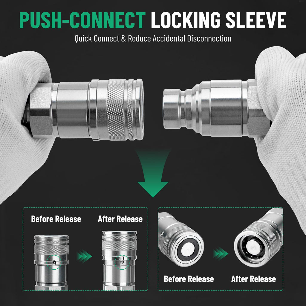 Racewill 1/2" Flat Face ISO 16028 Hydraulic Coupler, 5/8" (#10) ORFS Thread