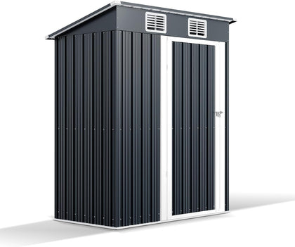 5×3 FT Metal Outdoor Storage Shed, Lockable Galvanized Steel Tool Shed | Single Lockable Door, Two Air Vent,Metal