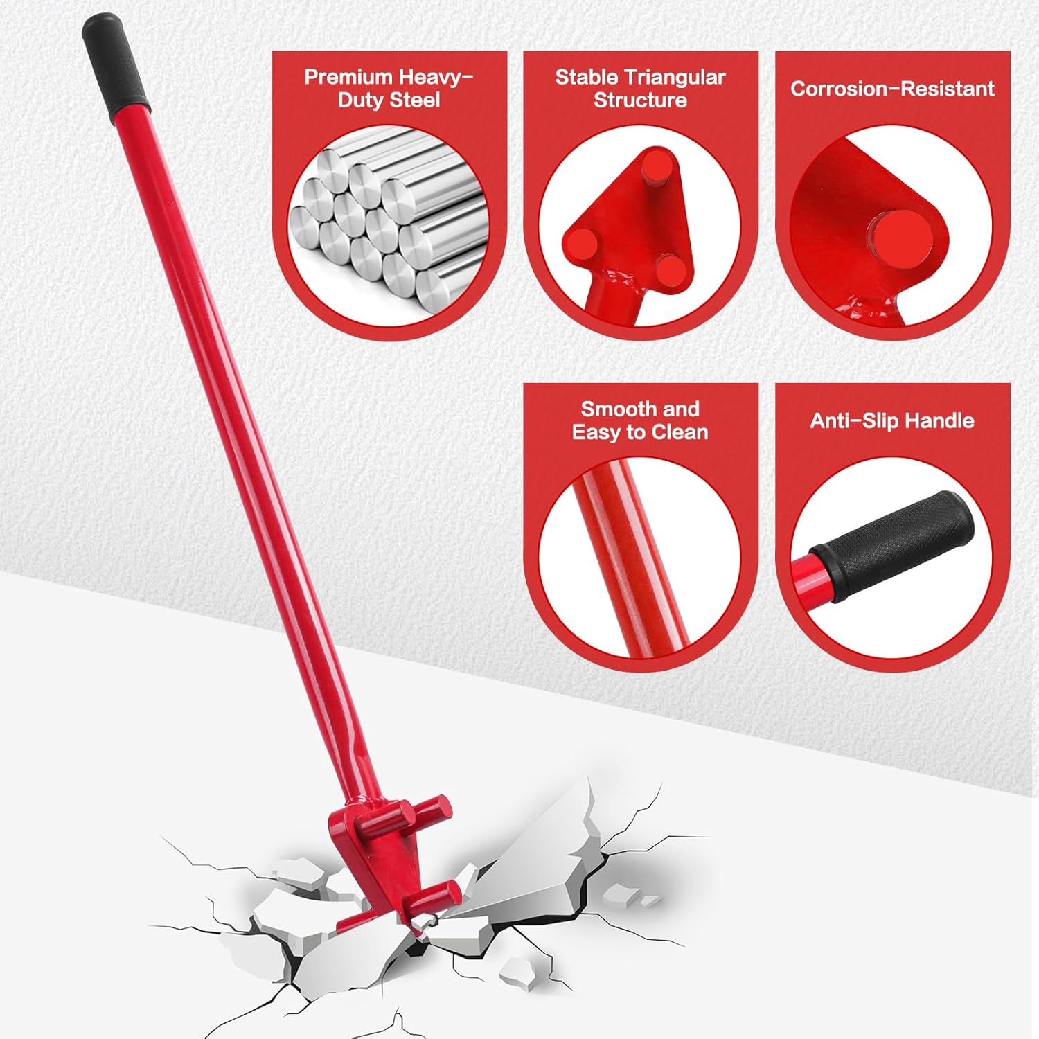 Manual Rebar Bender Tool | for 5/8" Bar Reverse Head, Labor Saving Design, Solid Steel Lever, Rebar Bending Tool