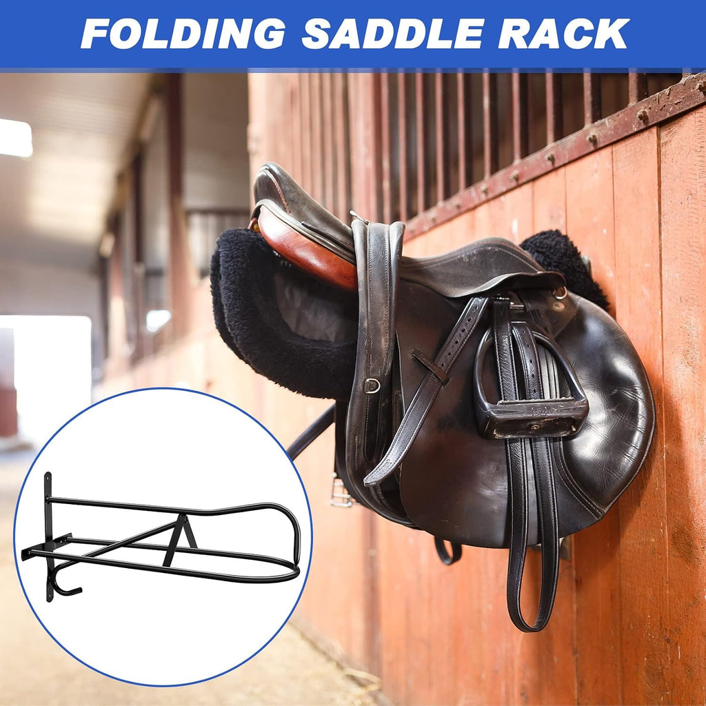 4 Sets Saddle Rack Wall Mounted Black Holder for Western Saddles