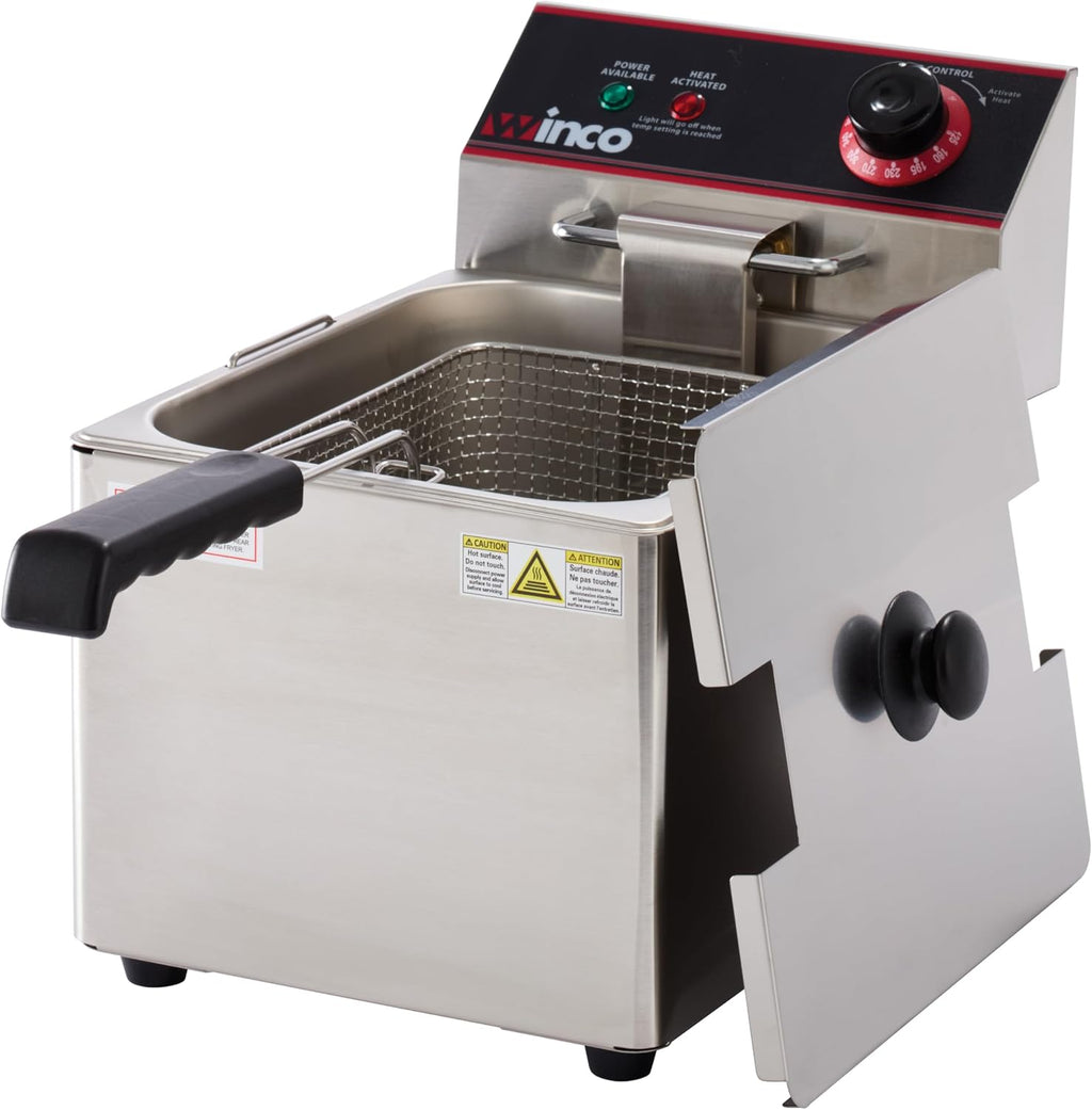 8 L Silver Commercial-Grade Electric Countertop Deep Fryer, Single