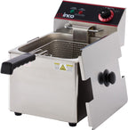 8 L Silver Commercial-Grade Electric Countertop Deep Fryer, Single