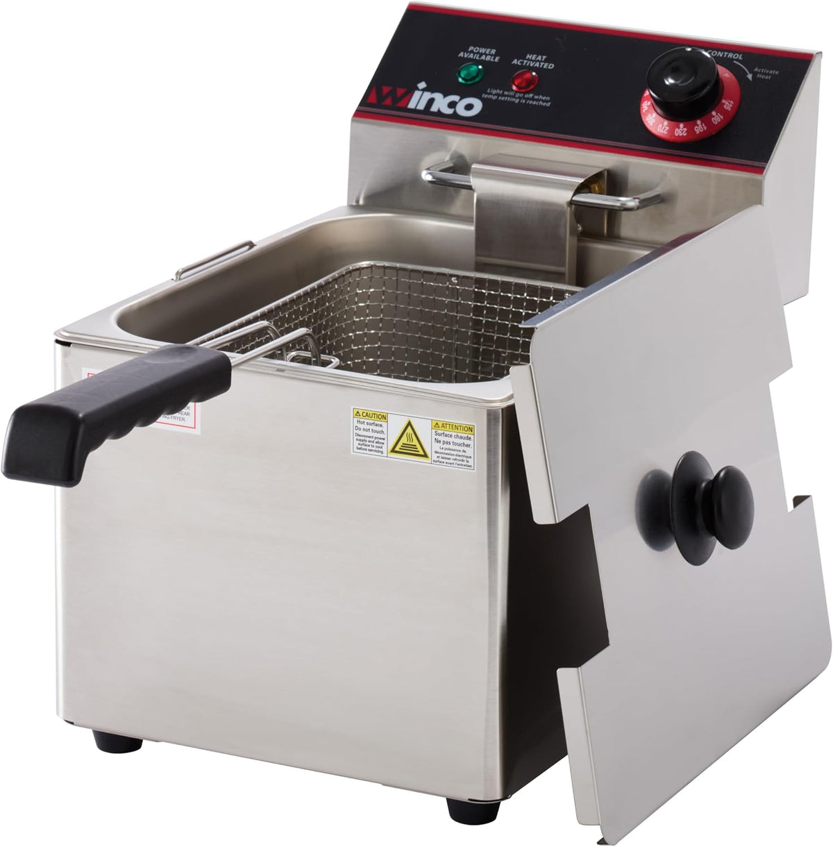 8 L Silver Commercial-Grade Electric Countertop Deep Fryer, Single