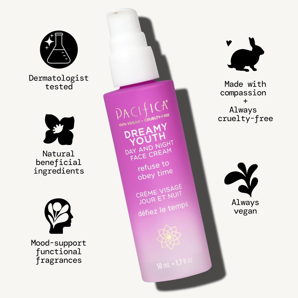 Face Moisturizer Lotion - Dreamy Youth Day & Night Face Cream, Daily Skincare, Grapeseed Oil, Peptides, Hydrating