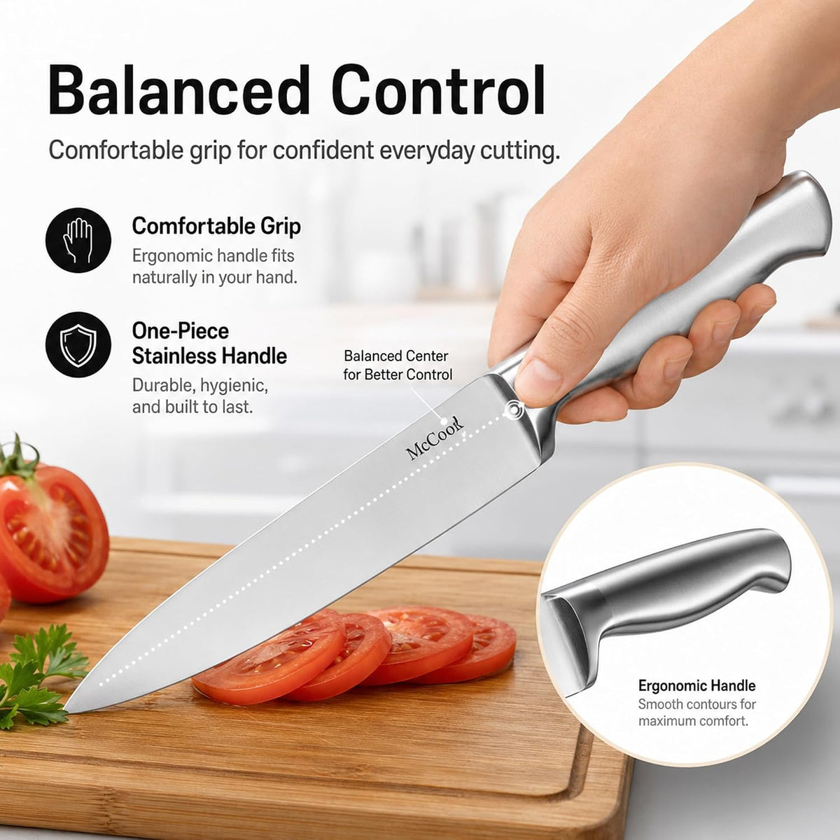 Knife Set Kitchen Steel Knife Block Set w Built-in Sharpener