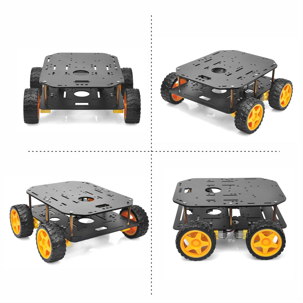 FlexiRover Building Kit for Arduino – Customizable Robot Car Chassis with 4 TT Motors and Wheels, Ideal for Robotics