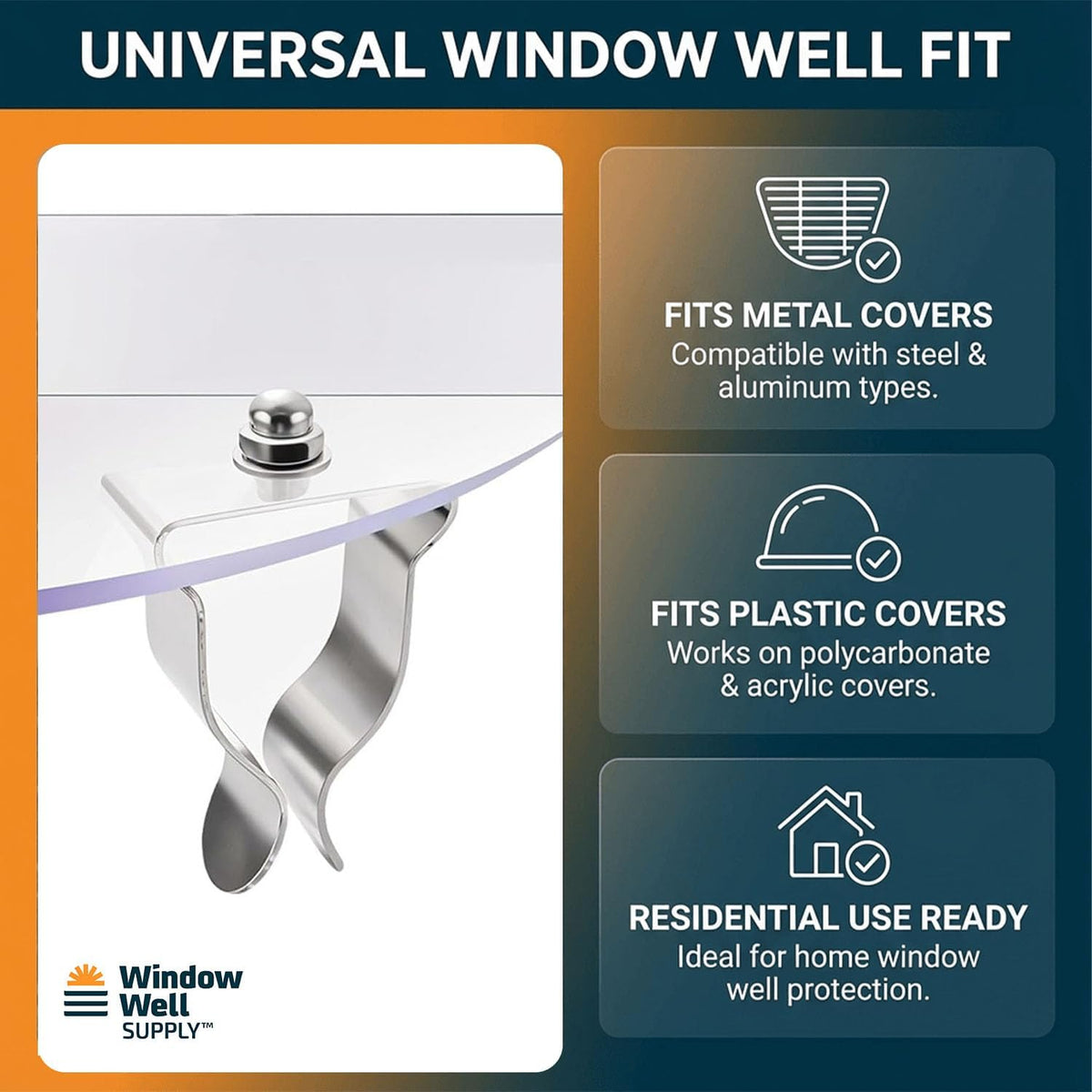 Heavy Duty Spring Clips Hardware Kit for Window Well Covers Installation