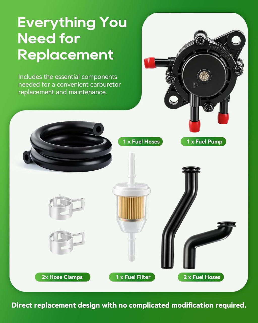 808656 Fuel Pump for John Deere D140 D160 LA145 Z445 Z355E Mower
