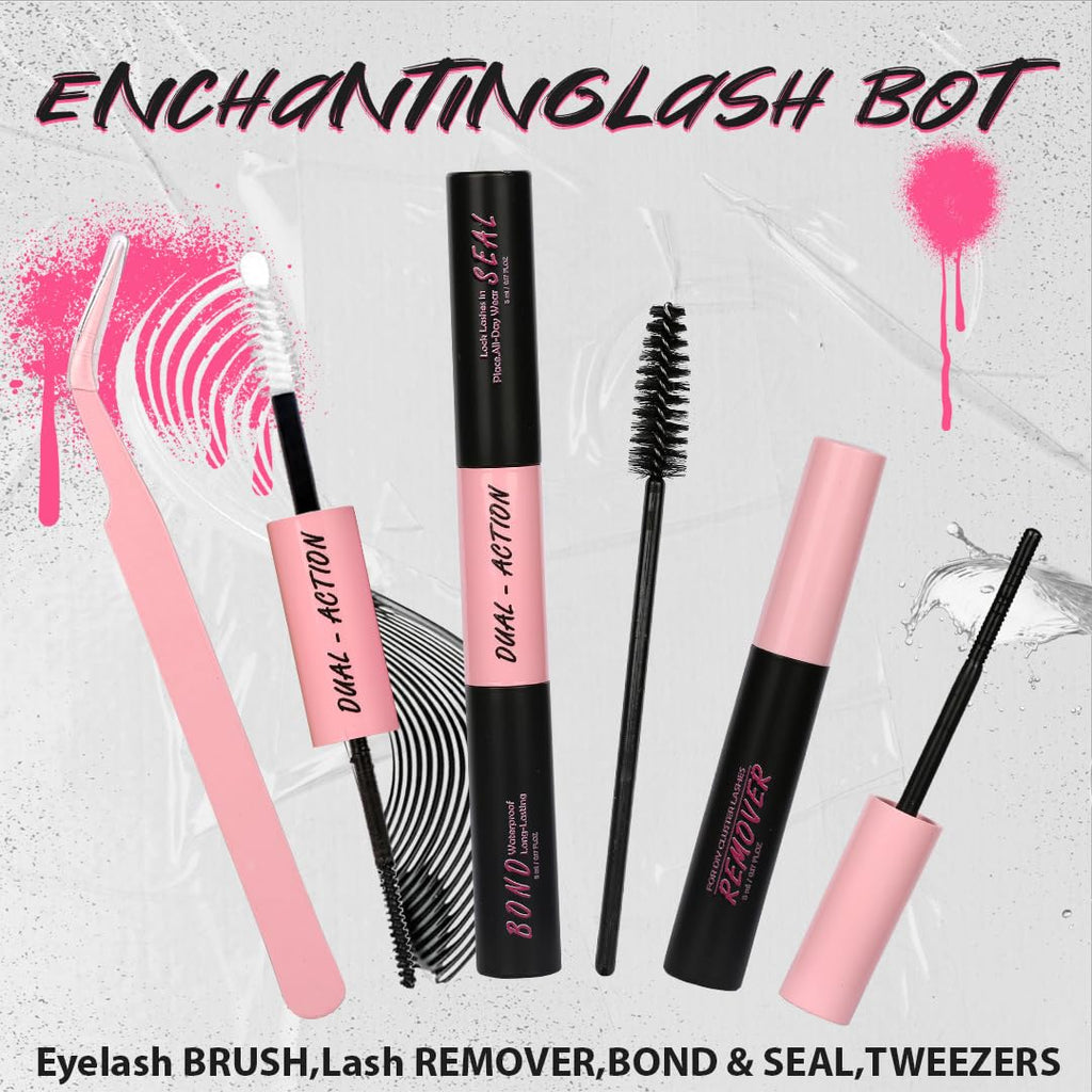 Lash Bond And Seal, Remover, Tweezers Kit Long-Lasting, Waterproof For DIY Eyelash Extension At Home Use Beginners