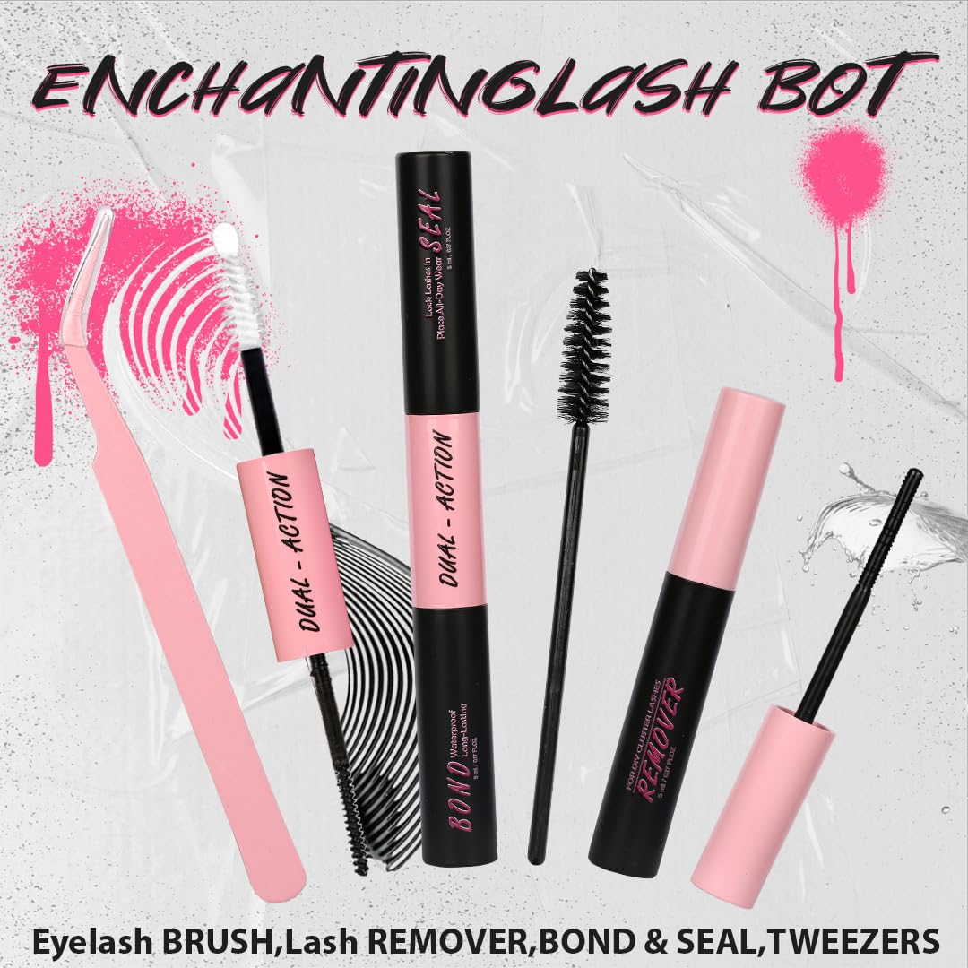 Lash Bond And Seal, Remover, Tweezers Kit Long-Lasting, Waterproof For DIY Eyelash Extension At Home Use Beginners