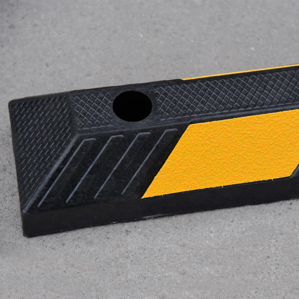 72" Inch Heavy-Duty Parking Curb | 2-Pack 6-Foot Rubber Wheel Stop for Garage Parking Lot Safety, Installation Kits