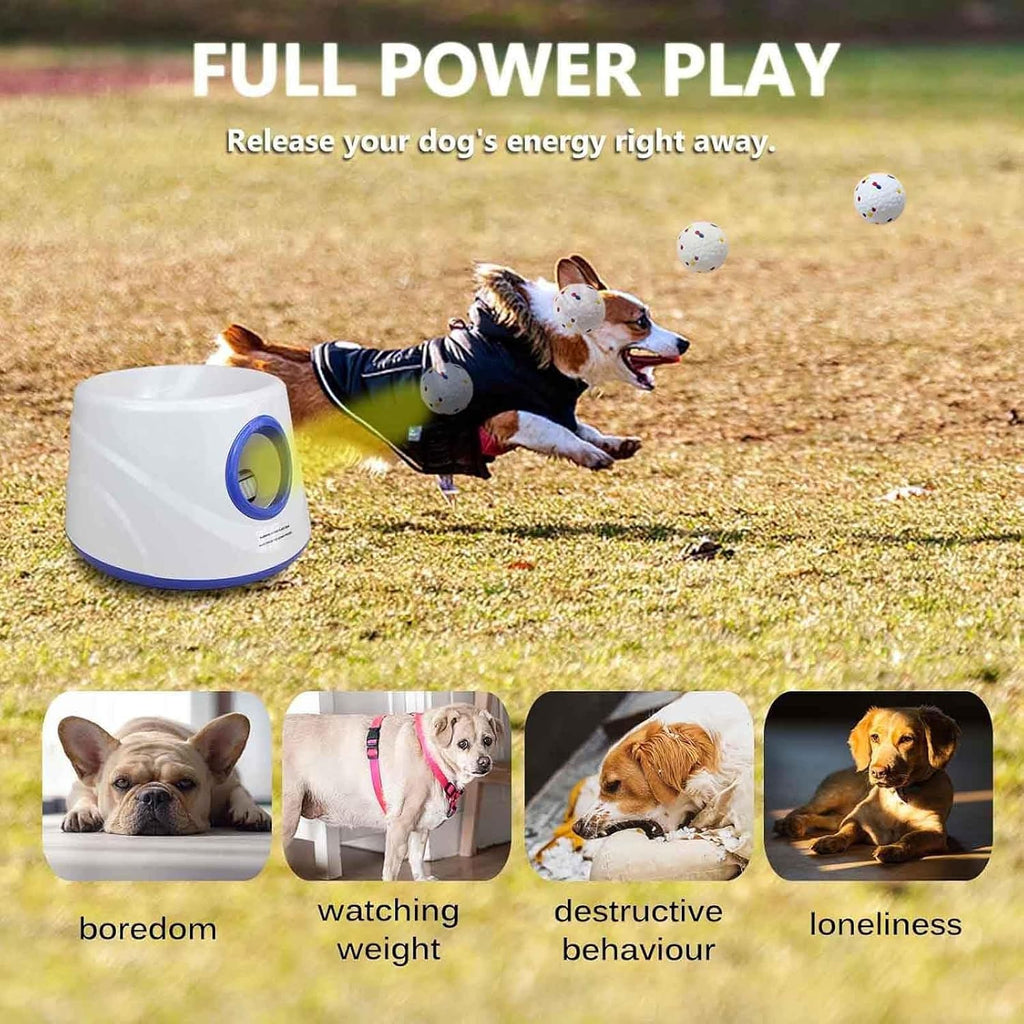 Dog Ball Thrower Launcher,Automatic Ball Launcher for Dogs with 3 Launching Distance 20-45FT,6 2.3 Inch ETPU Tennis