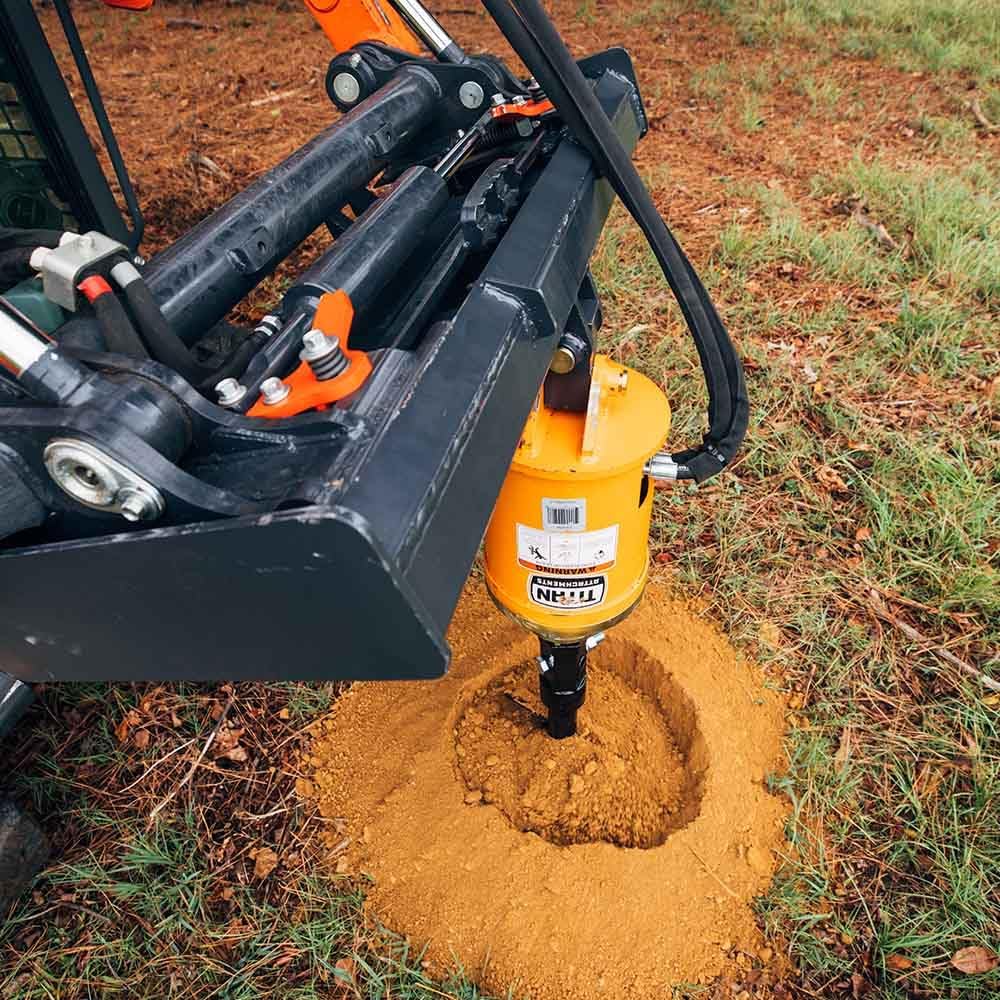 Skid Steer Hydraulic Auger Attachment, Post Hole Digger Fits 2" Hex Auger Bits, Pivoting Auger Head for Precise