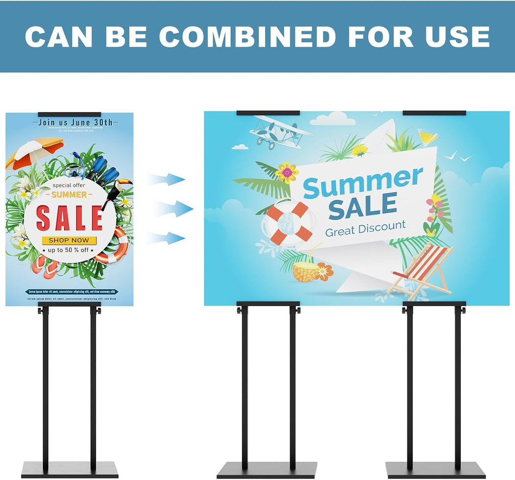Poster Stand for Display Pedestal Sign Stand | Double Sided Sign Holder Floor Stand, Non-Slip Base, Heavy Duty, 75"