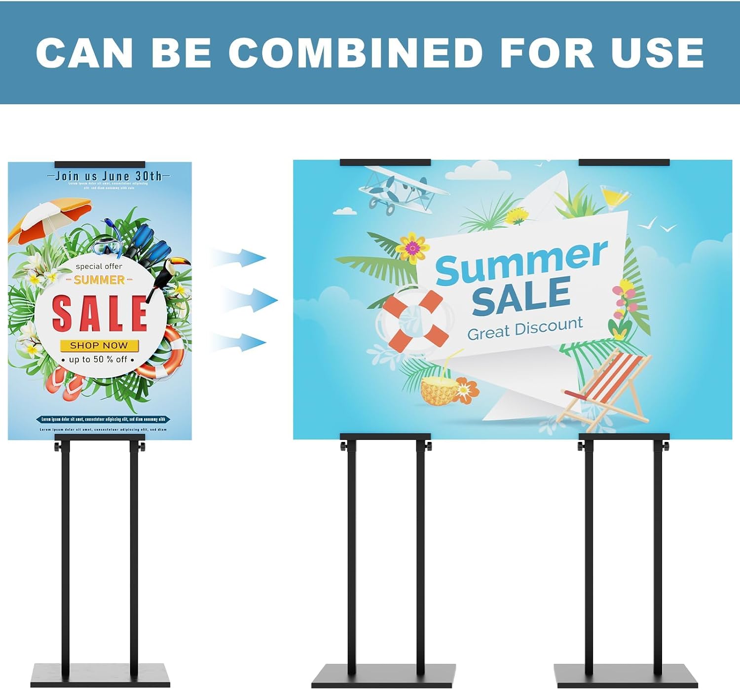 Poster Stand for Display Pedestal Sign Stand | Double Sided Sign Holder Floor Stand, Non-Slip Base, Heavy Duty, 75"