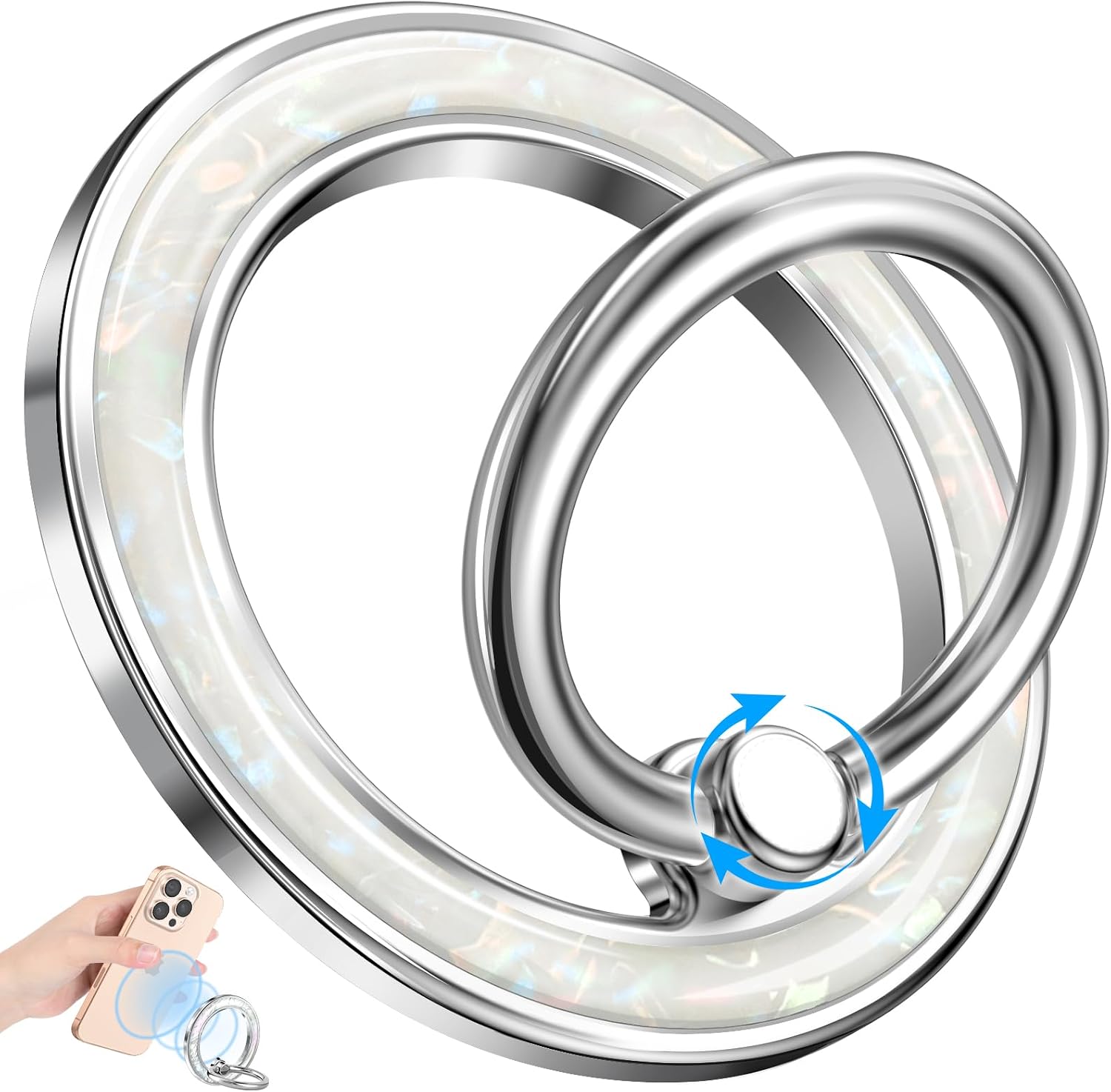 Magnetic Phone Ring Holder with MagSafe - Magnetic Phone Grip MagSafe Ring Holder Magnet Removable Cell Phone Stand